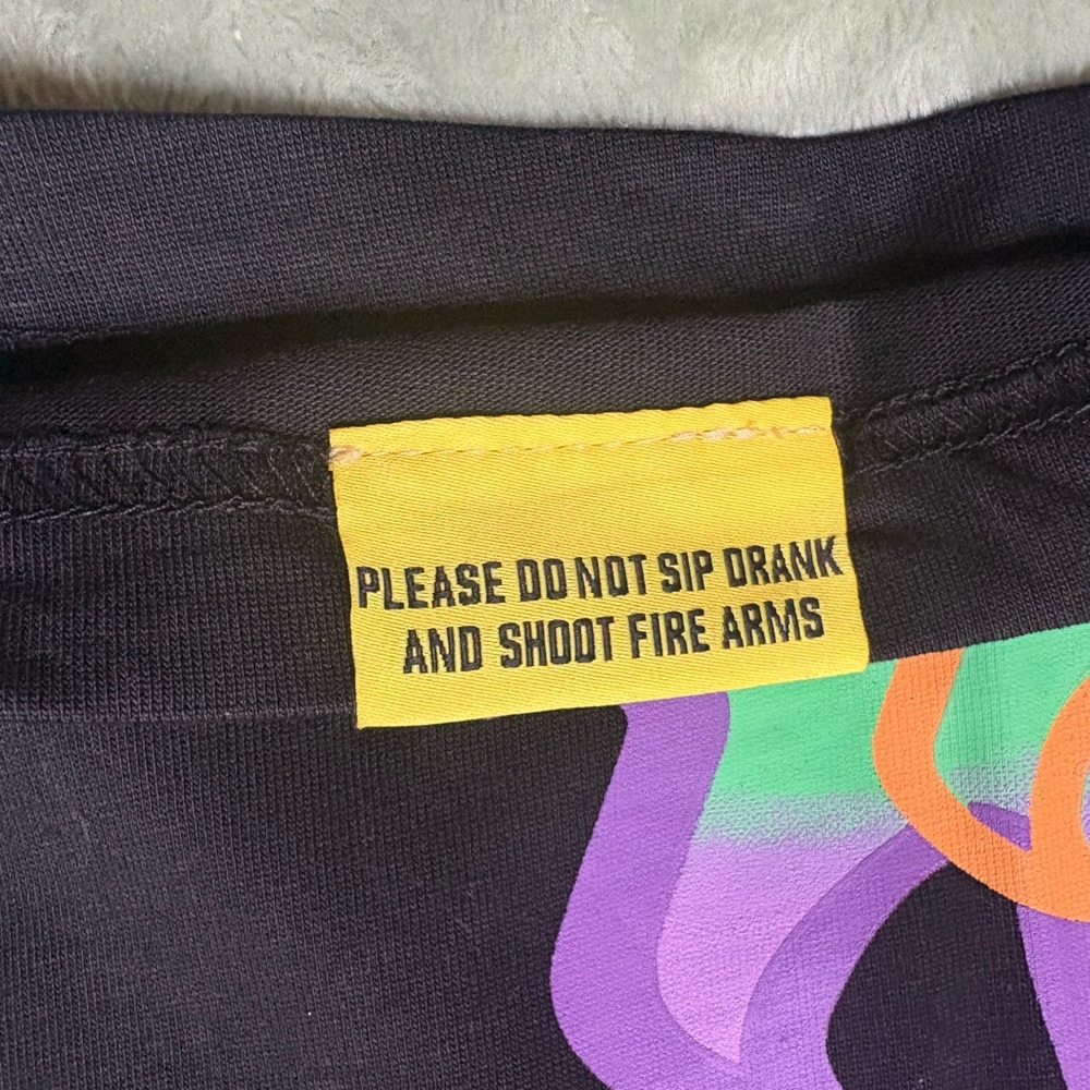 Black Graphic Tee with Purple Design - Picture 3 of 4